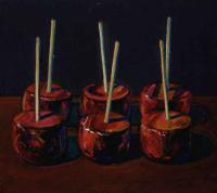 Dark Candy Apples Framed by Wayne Thiebaud