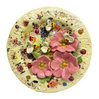Flowers With Bees Plate I by Jeff Nebeker