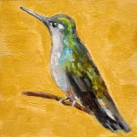 Color Block 51 - Hummingbird On Yellow by Annai Smith