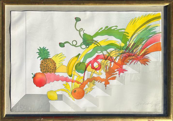 Fruit Descending the Stairs  5/35   1987    (TAu01) by David Gilhooly