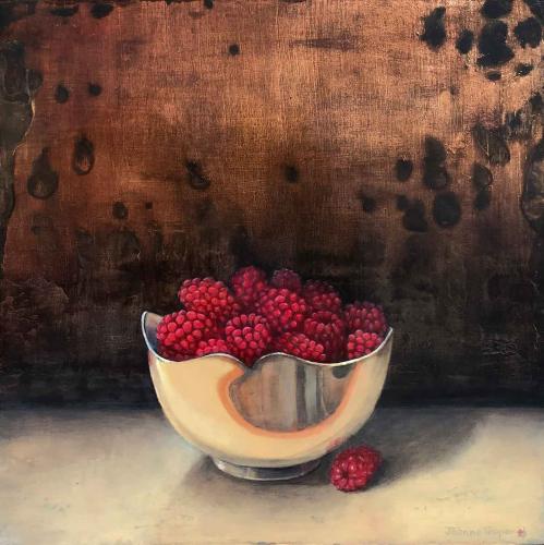 Raspberries In A Silver Bowl by Joanne Tepper