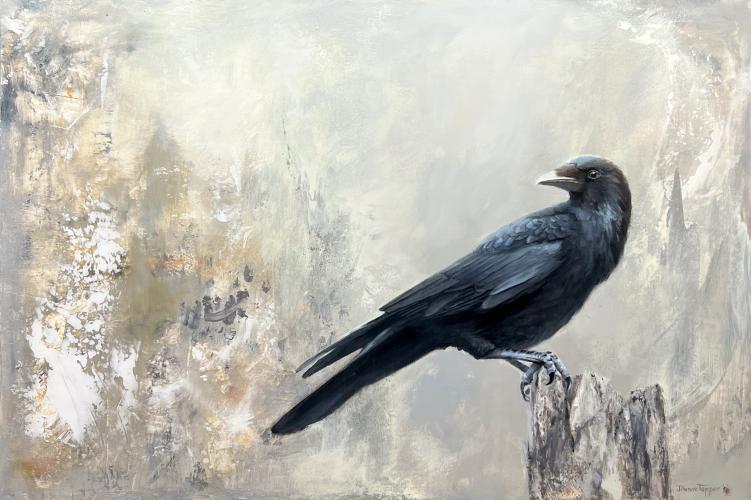 Raven In An Abstract by Gregory Kondos