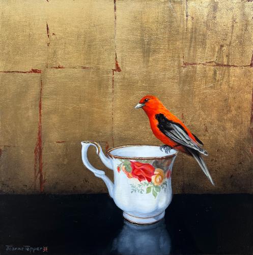 Teacup With Red Bird by Miles Hermann