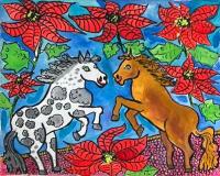 Ponies And Poinsettias  AP   (RBr11) by Maija Peeples-Bright