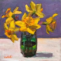 Daffodils In Green Glass by Polly LaPorte