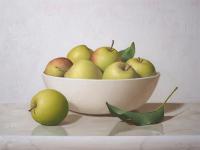 Green Apples In White Bowl by Louise Ernestine Anders