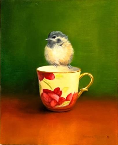 Blue Bird On A Chocolate Cup   (VMc01) by Joanne Tepper
