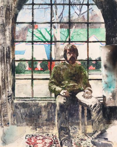 Self Portrait With Winter Landscape  1971   (RST3) by Jerald Silva